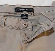 Girls JORDACHE Jeans Kids Sz 16 STRETCHY ADJUSTABLE Waist Khaki Tan Brown EUC