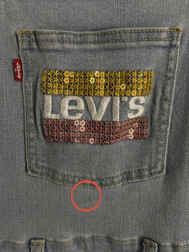 Levi’s Girlfriend Overalls Sequin Bling Size Big Girl 10 Reg Light Wash Denim - Picture 17 of 17