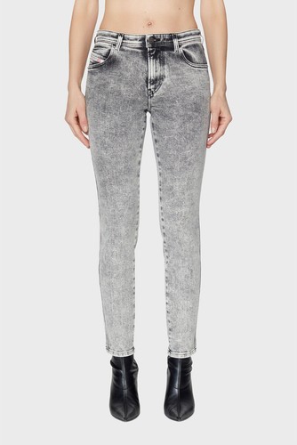$295 Designer DIESEL Women Babhila Skinny Ash Grey Low Rise Denim Jeans 27 - Picture 2 of 13