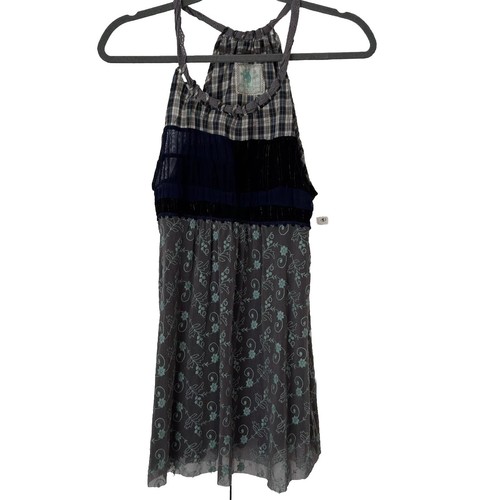 Neu 98 $ Free People Vintage Mixed Media Neckholder Tunika Top Kleid Damen Small D5 - Bild 2 von 11