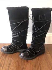BY MI. IMI black tall snow rain FAUX SUEDE boots size 5.5 