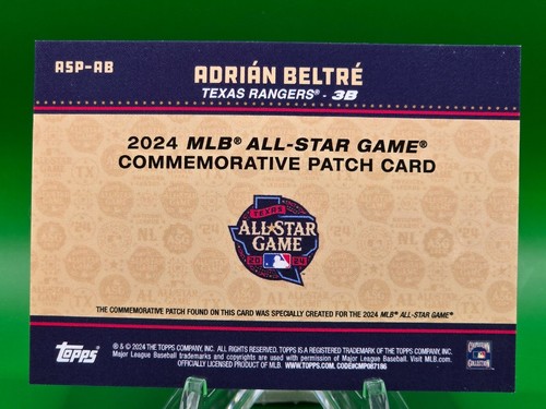 SCHEDA PATCH ADRIAN BELTRE 2024 TOPPS ALL STAR GAME #/100 - Foto 2 di 2