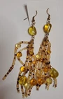 Dangle Earrings Beaded Cream Natural Colors 3.5" Dangling Jewelry French Wire
