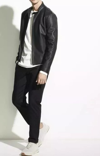 CELEBRITY Neu Herren Schwarz Reißverschluss Jacke 100% Echt Lammleder Freizeit Slim Fit Jacke - Bild 2 von 5