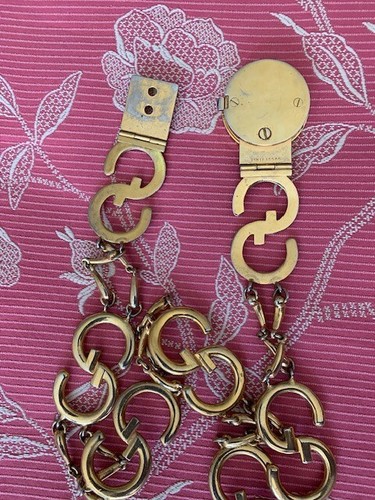 VINTAGE AUTHENTIC GUCCI ENAMEL GILT CHAIN BELT, GG BELT LEATHER STRAP 4 BELTS - Picture 13 of 17