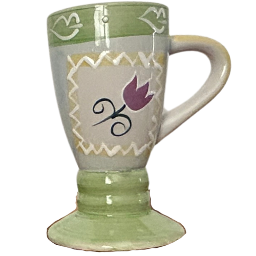 Tall Coffee Mug Fun TULIP Coffee Tea Hot Cocoa Glazed Floral Pottery Alco - Picture 7 of 7