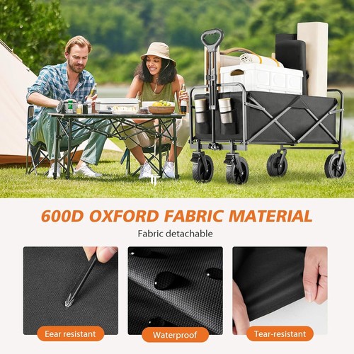 Collapsible Heavy Duty Wagon Cart Outdoor Camping Garden Beach Cart Big wheels - Picture 6 of 7