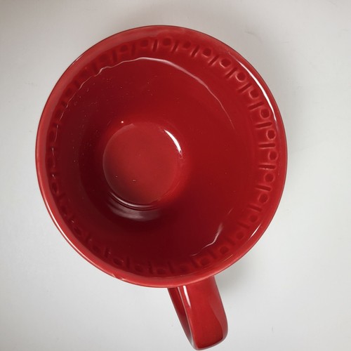 Starbucks Coffee Mug 14 oz Red Made In Portugal Raised Design - Picture 6 of 7