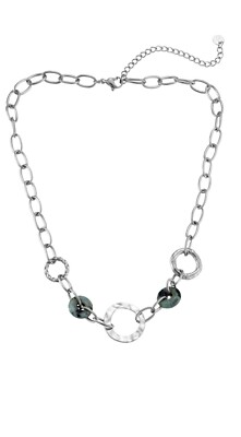 Damen Edelstahl Kette Naturstein Grün Halskette Ankerkette Silber Neu