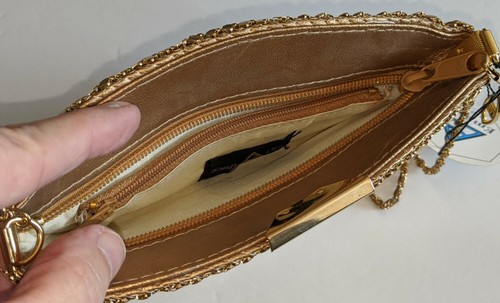 Borsa da sera in rete dorata, - Foto 2 di 3
