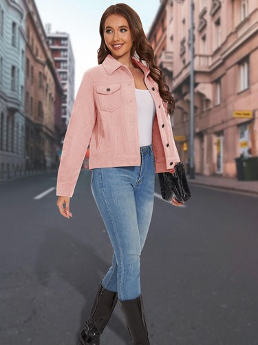 Womens Corduroy Jackets Warm Shacket Coat Long Sleeve Fall Casual Work Outerwear - Picture 22 of 89