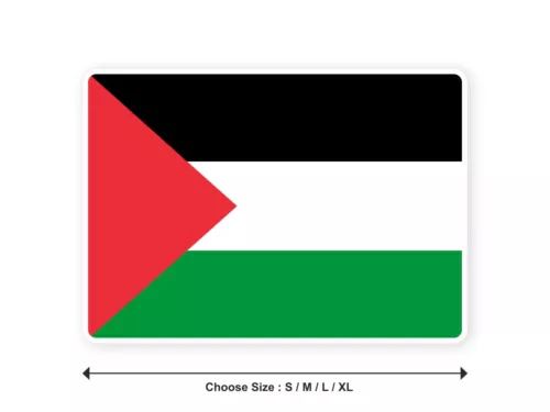 Adesivo bandiera PALESTINA palestinese 10cm(S) -28cm(XL) sticker bordo bianco - Foto 1 di 1
