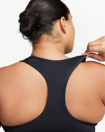 Nike Womens Plus Size 2X Black Swoosh Medium Support Padded Sports Bra NEW - 第 2/2 張圖片
