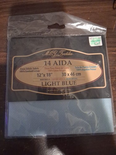 MCG Textilien gezählt Kreuzstich Stoff 14 Stück Baumwolle 12 x 18 HELLBLAU - Bild 1 von 6