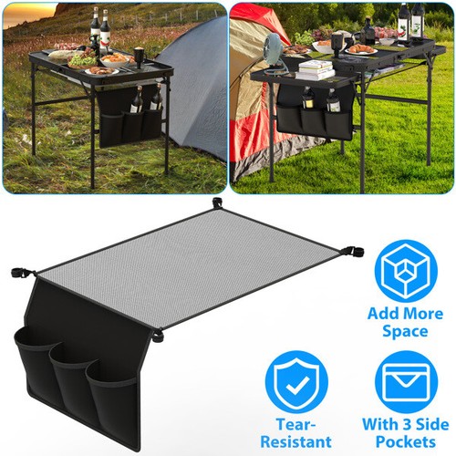 Hanging Storage Net 35.43x23.62 Camping Table Under Table Folding Net Bag Tear-R