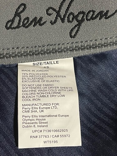 Ben Hogan Performance Wear Golf Shorts 9” Inseam Size 42 Blue Geometric Print - Picture 4 of 4