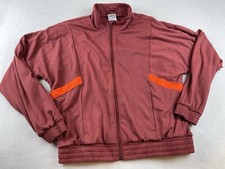 adidas Lined Jacket Women Size M Maroon Pockets Logo Long Sleeve Full Zipper