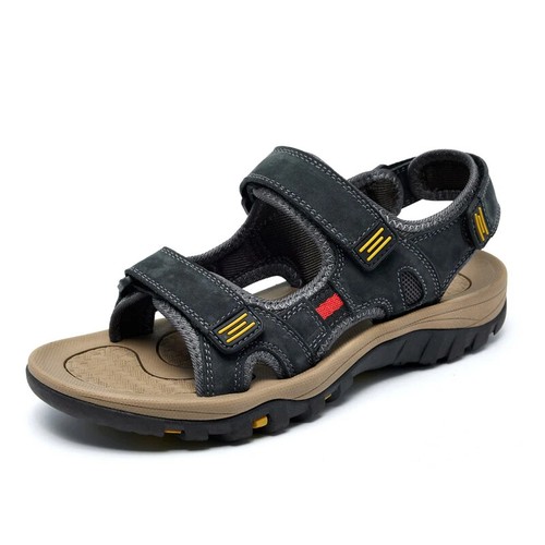 Summer Men's Sandals Open Toe Beach Shoes Genuine Leather Anti Slip Breathable - Picture 27 of 28