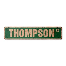 THOMPSON Vintage Street Sign Childrens Name Room Metal Sign