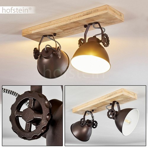 Decken Lampen Industrial Wohn Schlaf Zimmer Leuchten Flur Strahler Holz/schwarz  - Bild 1 von 10