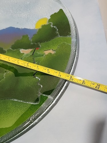 Peggy Karr 20" Round Platter Golf Golfers Golf Course Signed Very Large - Picture 3 of 13