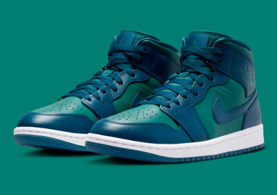 Nike Air Jordan 1 Mid Sky J Teal Blue White Sneakers BQ6472