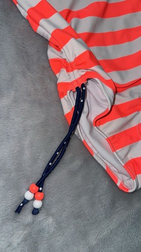 Girls Justice One 1 Piece Bathing Suit Swimsuit Coral/pink Stripe Size 7 - Picture 2 of 6