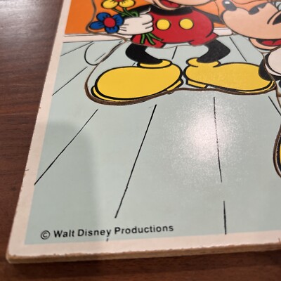 Vintage Playskool Wooden Puzzle 190-17 Walt Disney Mickey and
