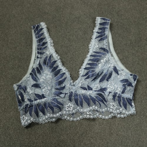 Aerie Floral Lace Mesh Bralette V-Neck Lined Cups Stretchy Wireless Periwinkle S - Bild 9 von 14