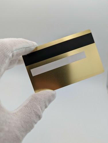 Heavy Metal Stainless Steel Credit Card Blank w/ Chip Slot, Mag Strip Gold Matte - Picture 2 of 2