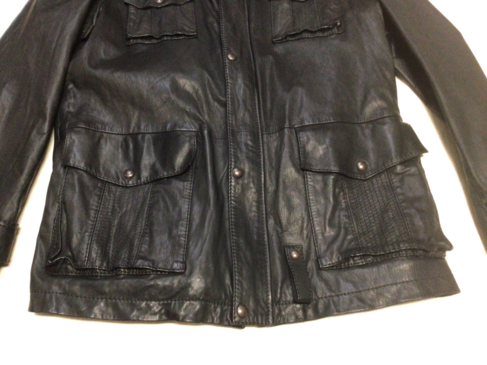 MENS HUGO BOSS ORANGE LABEL BLACK LEATHER MOTORCYCLE STYLE JACKET ...