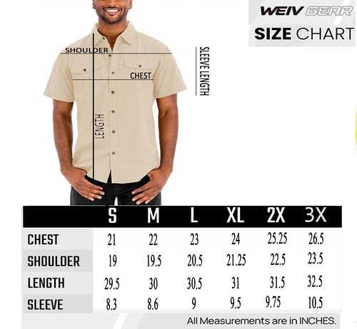 Mens Cotton Blend Short Sleeve Two Chest Pocket Button Down Shirt - Picture 3 of 53