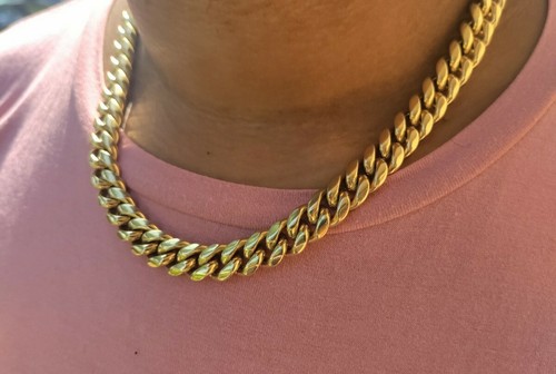 Miami Cuban Link 20"  Chain 14k Gold Over Stainless Steel 12mm.. Water Proof! - Bild 3 von 3