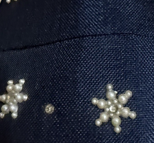 Vintage Damen Marineblau Leinen Perlen Schmuck Halb Mütze Capulet Julia Cap - Bild 12 von 17