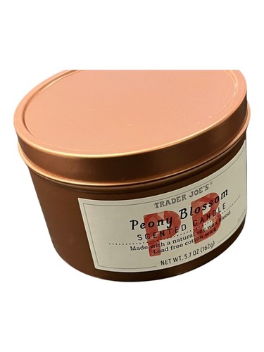 Trader Joe's Natural Soy Blend “ Peony Blossom” Scented Candle Tin 5.7oz - Picture 2 of 5