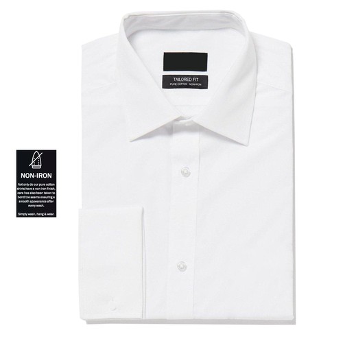 Ex Brand Mens White Shirts Plain Long Sleeve Formal Classic Slim Business New - Picture 11 of 14