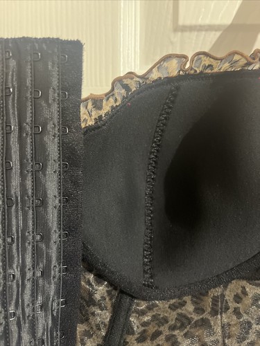 Simply Yours Animal Print Ribbed Corset Bustier Size UK 38C Brown Black B9 - Bild 5 von 9