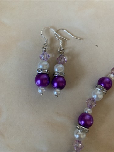 Set completo di gioielli viola e perle bianche - Foto 4 di 8