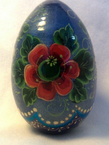 Russian Hand Painted+Foil Wooden Egg-Big Eyed Girl+Aqua Babushka-Solid Wood-3" - Bild 5 von 9