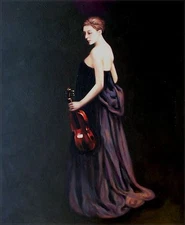 Quality Hand Painted Oil Painting Elegant Female Violinist 20x24in
