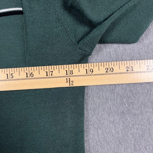 Todd Snyder Shirt Mens Medium Green Merino Wool Tipped Polo Long Sleeve - Picture 8 of 11