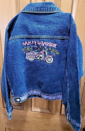 Harley Davidson Embroidered Denim Jacket- Youth Size 14/16 - Picture 8 of 15