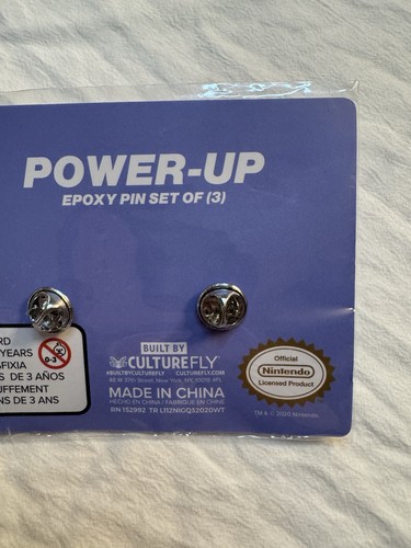 Nintendo Super Mario Bros Power Up Epoxy Pin Set of 3 Mushroom Star Flower NEW - Picture 8 of 8