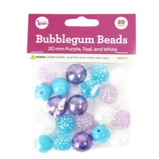CousinDIY Bubblegum Bead 20mm 20/Pkg-Purple, Teal, White Mix - 40002174
