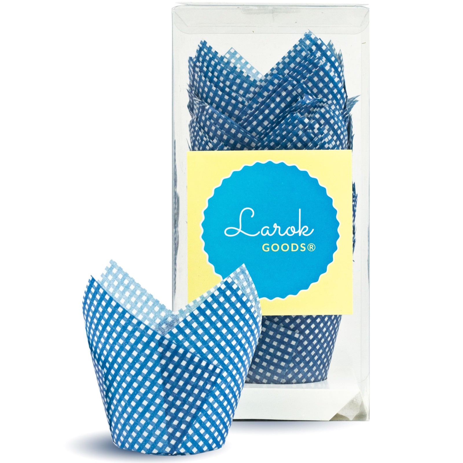 Blue Checkered Tulip Baking Cupcake Liners 100 Count Muffin Wrappers-image