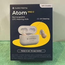NEW Audien ATOM PRO 2 Wireless Rechargeable OTC Hearing Aids.
