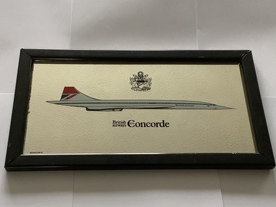 British airways Concorde mirror 34x18.5cm black frame CrowninC logo cREFLECTION