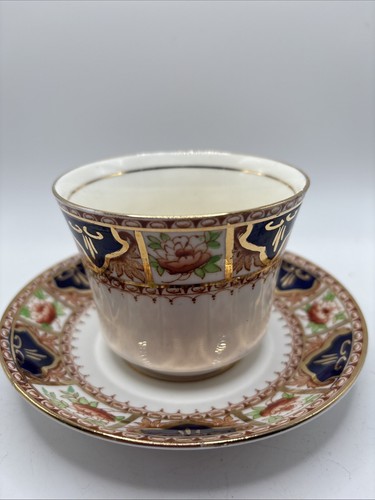 Rosina Bone China cup and Saucer 4821 Gold Trim Navy And Rust Floral Rare - Picture 4 of 9