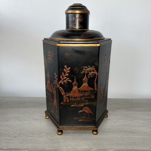 Teiera esagonale in metallo asiatico vintage HC1LJ - Foto 3 di 10