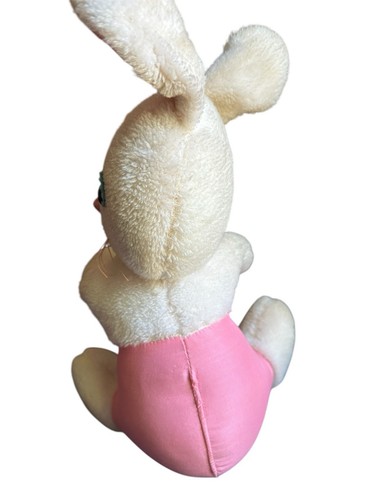 Vintage 15" Knickerbocker Pink &  White Bunny Rabbit Plush Nursery 70s 60s - Picture 2 of 5